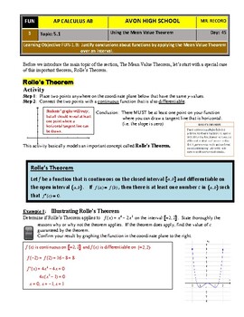 Preview of AP Calculus AB - Unit 5 - Guided Practice/Class Notes - SOLUTIONS