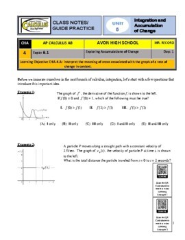 Preview of AP Calculus AB - Unit 6 Guided Practice/Lecture Notes (PDF)