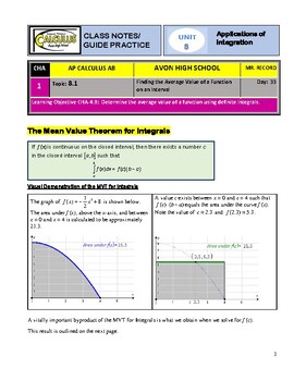 Preview of AP Calculus AB - Unit 8 - Guided Practice/Class Notes - SOLUTIONS