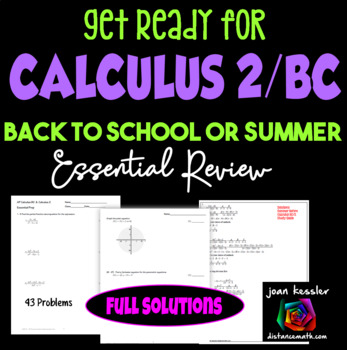 Preview of AP Calculus BC Calculus 2 Readiness Prep