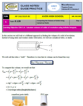 Preview of AP Calculus BC (Calculus 2) - Unit 8-BC Guided Practice/Lecture Notes (DOC)