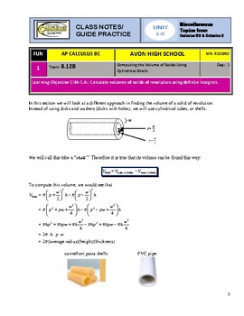 Preview of AP Calculus BC (Calculus 2) - Unit 8-BC - Guided Practice/Notes - SOLUTIONS