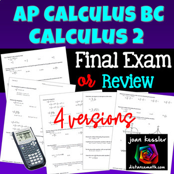Preview of AP Calculus BC or Calculus 2 Final Exam Study Guide Practice  Assessment