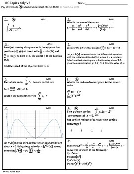 Preview of AP Calculus BC Review (Version 2) of BC topics only