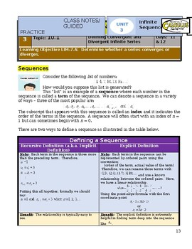 Preview of AP Calculus BC - Unit 10A Guided Practice/Lecture Notes 10.1-10.10 (DOC)