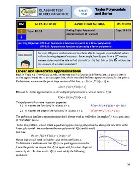 Preview of AP Calculus BC - Unit 10B (10.11-10.15) Guided Practice/Lecture Notes (PDF)