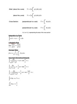 AP Calculus BC Formula Sheet by Lori Hill | Teachers Pay Teachers