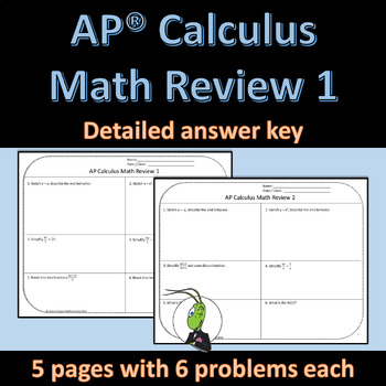 Preview of Calculus Back to School Weekly Math Review 1 | Editable Bell Ringers