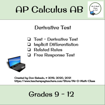 Preview of The Derivative Test with Related Rates in AP Calculus AB