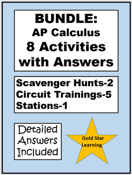 Preview of AP Calculus Exam Review Activities, 8 Total, with Detailed Answers