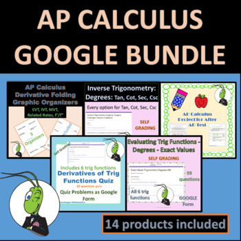 Preview of Calculus Google Bundle - Derivatives, Unit Circle, MVT, EVT, IVT