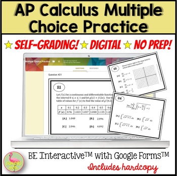 Preview of AP Calculus Exam Multiple Choice Practice for Google Forms™ Distance Learning