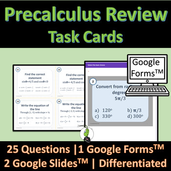 Preview of Precalculus Review Task Cards for Calculus | Digital and Print | Google