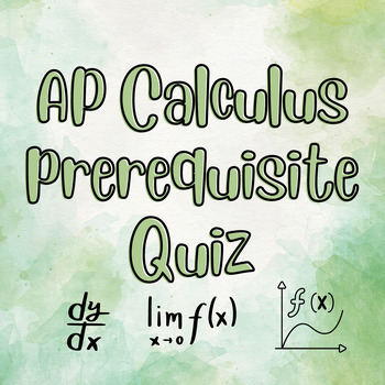 Preview of AP Calculus Prerequisite Quiz