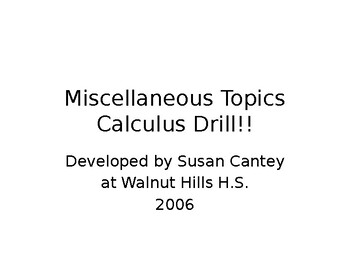 Preview of AP Calculus - Review of Limits and Miscellaneous topics