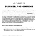 AP Calculus Summer Assignment (AB or BC)
