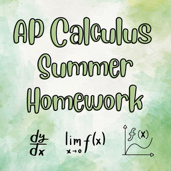 Preview of AP Calculus Summer Homework