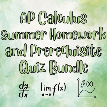 Preview of AP Calculus Summer Homework and Prerequisite Quiz Bundle