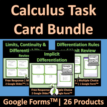 Preview of Calculus Task Card Bundle | Derivatives | Integrals | Unit Circle | Google