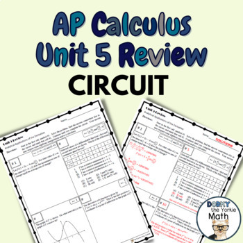 Preview of AP Calculus - Unit 5 - REVIEW CIRCUIT (with Solutions!)