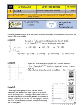 Preview of AP Calculus - Unit 6 (Reflecting the New CED) - Guided Practice/Class Notes