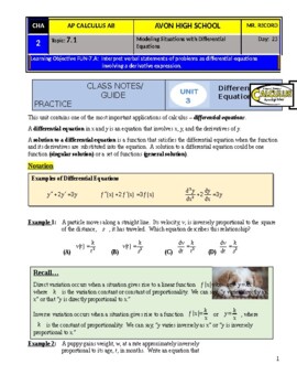 Preview of AP Calculus - Unit 7 (Reflecting the New CED) - Guided Practice/Class Notes