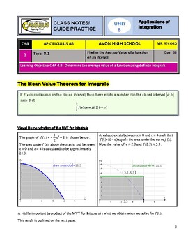 Preview of AP Calculus - Unit 8 Guided Practice/Lecture Notes (PDF)