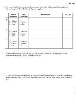 AP Chemistry Big Idea 2 Worksheet: Empirical Gas Laws by The Triple Point