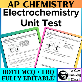 Preview of Advanced Placement AP Chemistry Electrochemistry Unit Exam Test