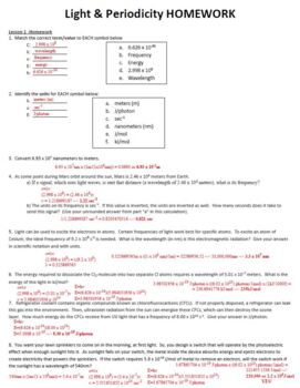 periodicity chemistry worksheet answer key