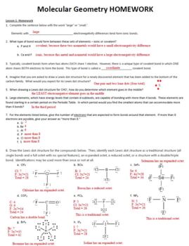 molecular geometry homework answers