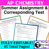AP Chemistry Summer Assignment & Corresponding Unit Test (
