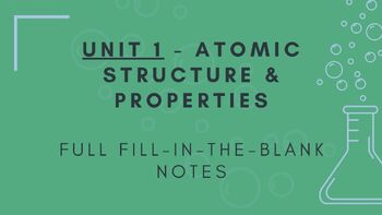 Preview of AP Chemistry Unit 1 - Atoms: Full Fill-in-the-Blank Notes