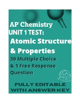 Preview of AP Chemistry Unit 1 Test- Atomic Structure and Properties