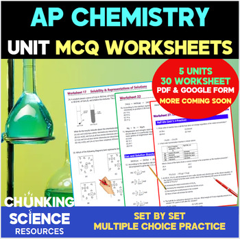 Preview of AP Chemistry Unit Multiple Choice Practice - 5 Units 30 MCQ Worksheets Bundle