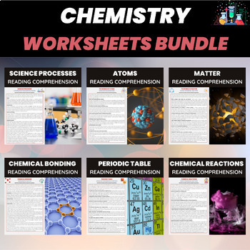 Preview of Chemistry Worksheets Bundle | Atoms | Matter | Periodic Table | Kinetics
