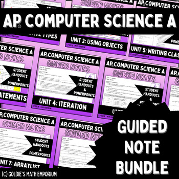Preview of Goldie's AP® Computer Science A Guided Note BUNDLE