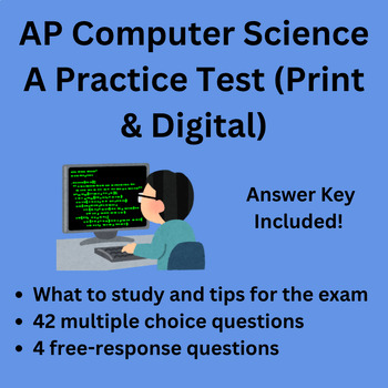 Preview of AP Computer Science A Practice Test - Print & Digital, Answer Key Included