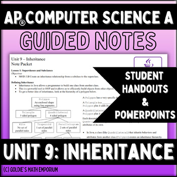 Preview of Goldie's Unit 9 GUIDED NOTES for AP® Computer Science A