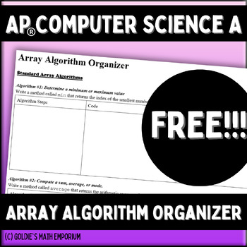Preview of FREE Array Algorithm Organizer for AP CSA