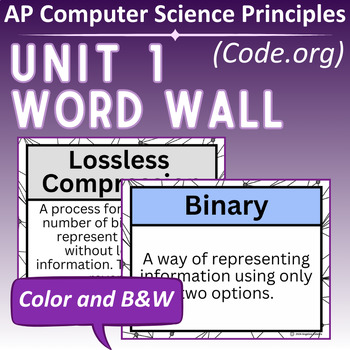 Preview of AP CSP - Unit 1 Word Wall - for Code.org AP Computer Science Principles