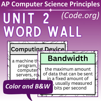 Preview of AP CSP - Unit 2 Word Wall - for Code.org AP Computer Science Principles