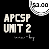 AP Computer Science Principles Unit 2 Review + KEY