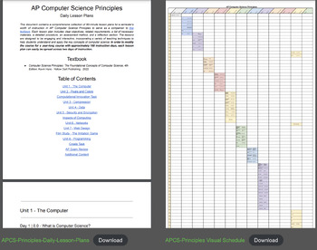 Preview of AP Computer Scinece Curriculum, Daily Lesson Plans, and Visual Schedule
