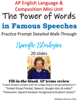 Preview of AP English Language Analyzing Famous Speeches Detailed Prompt walk through PLUS
