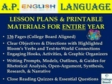 Preview of AP English Language & Composition Lesson Plans & Printable Materials (FULL YEAR)