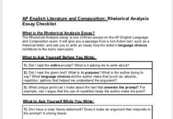 ap lang rhetorical analysis essay checklist