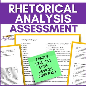 Preview of AP English Language Comp. Rhetorical Analysis Assessment - Mid Term Exam