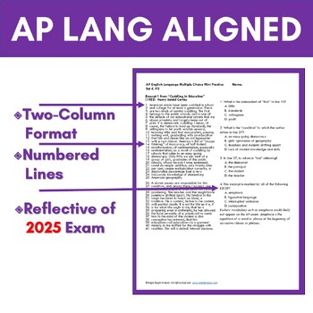 8 reading for grade english Choice AP Language Practice Mini Multiple #4 English Set