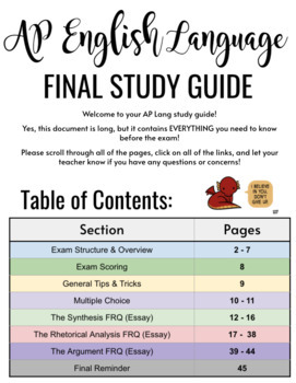 AP English Language and Composition Exam Study Guide by Emily Mendez